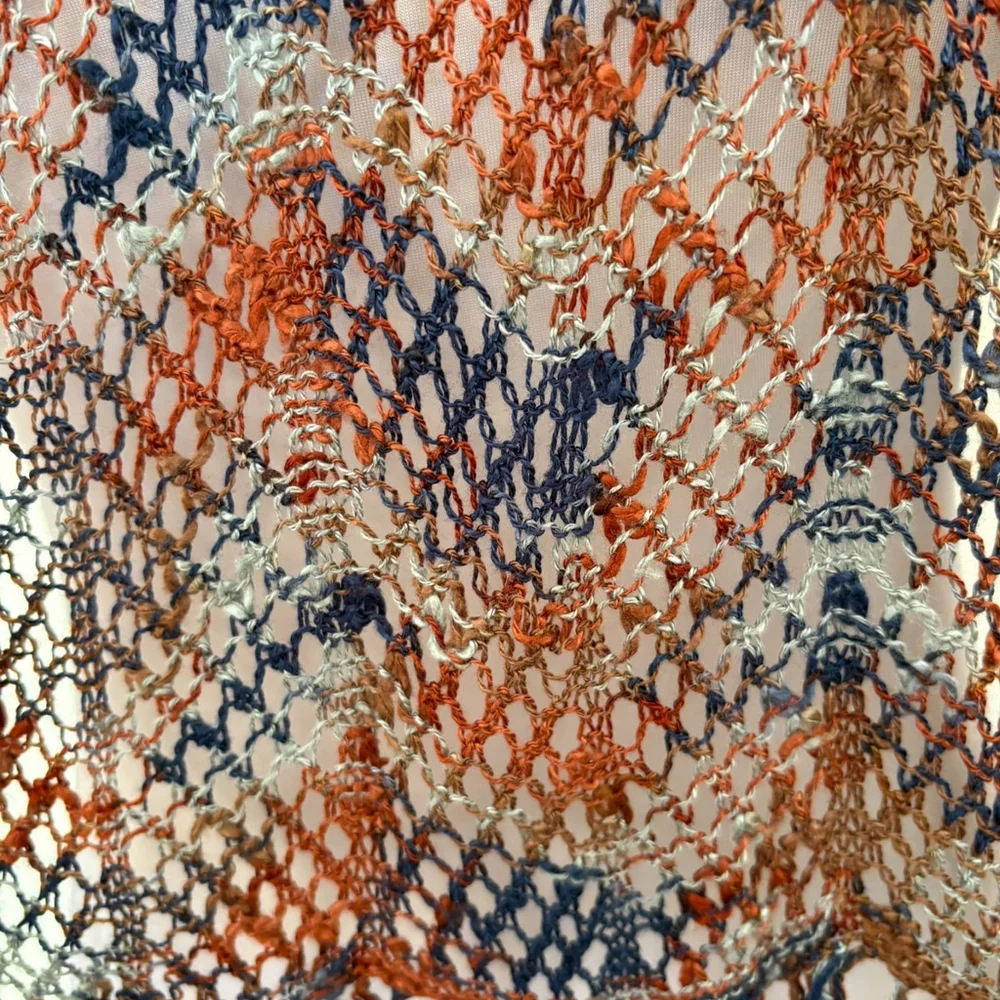 Handmade Crochet Scarf Brown Blue Large